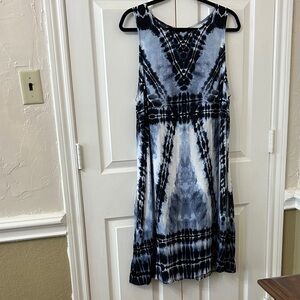 Ava Viv plus size  Sleeveless shades of blue Tie-Dye  Dress